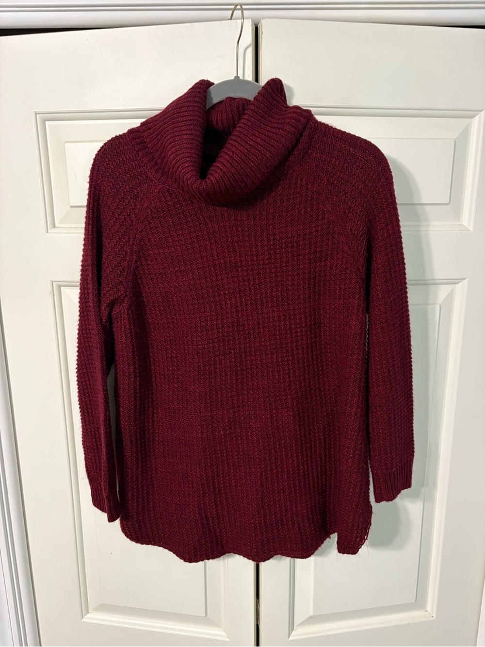 It's Our Time Wine Red Cowl Neck Sweater